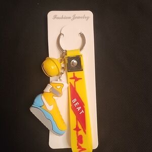 Super Adorable Yellow, Blue, and Gray Sneaker Keychain